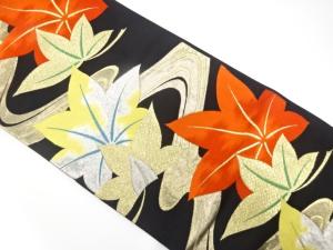 アンティーク　流水に紅葉模様織り出し袋帯（着用可）